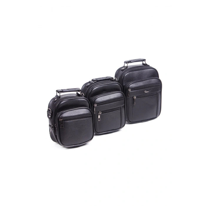 siyah renkli fermuarli kaliteli 3 lu el cantasi