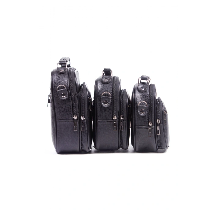 siyah renkli fermuarli kaliteli 3 lu el cantasi