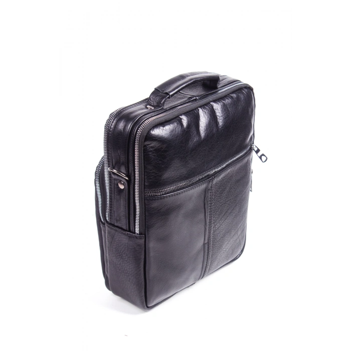 siyah renkli fermuarli deri el cantasi