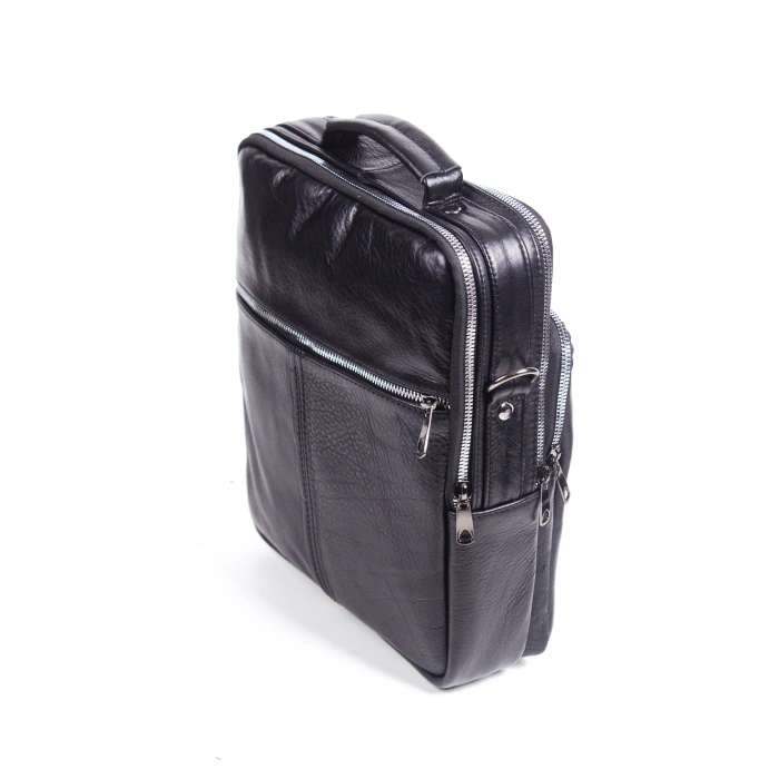 siyah renkli fermuarli deri el cantasi