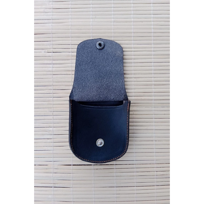 Siyah Renkli Hakiki Deri Bozuk Para ve Anahtarlik Cuzdani