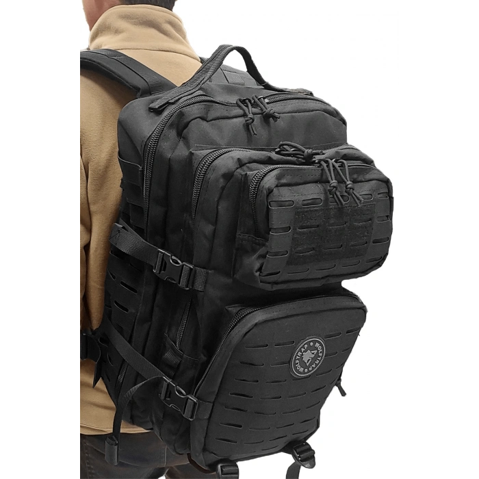 siyah renkli lazer kesim 45 litre dagci askeri taktik sirt cantasi