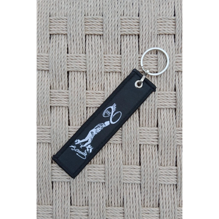 Siyah Renkli Mustafa Kemal Ataturk imzali Siluetli Nakis islemeli Bez Anahtarlik