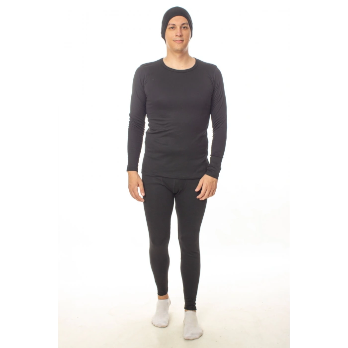 Siyah renkli sifir yaka uzun kollu bere hediyeli termal alt ust iclik takim