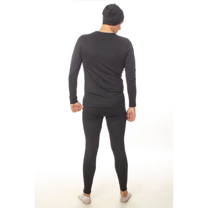 Siyah renkli sifir yaka uzun kollu bere hediyeli termal alt ust iclik takim