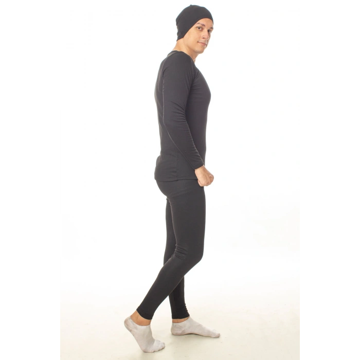 Siyah renkli sifir yaka uzun kollu bere hediyeli termal alt ust iclik takim