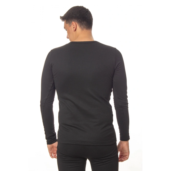 siyah renkli sifir yaka uzun kollu soguktan koruyan termal ust iclik