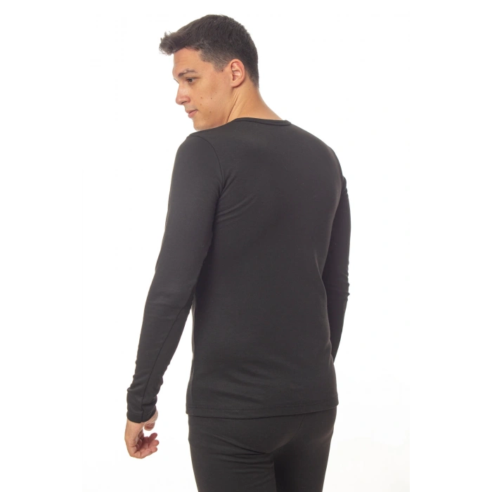 siyah renkli sifir yaka uzun kollu soguktan koruyan termal ust iclik