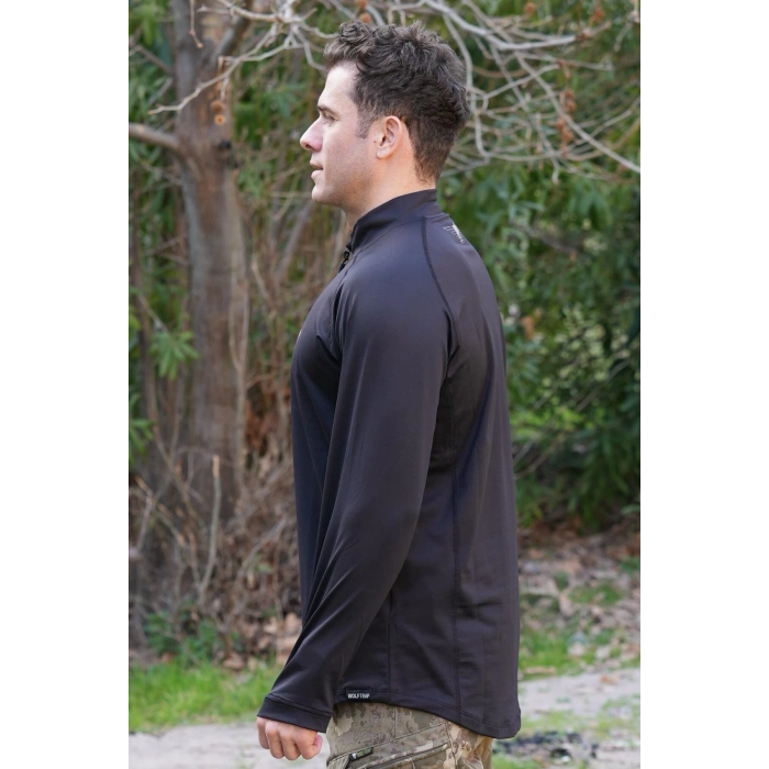 siyah renkli uzun kollu ceyrek fermuarli esnek ic katman operasyon taktik combat sweatshirt