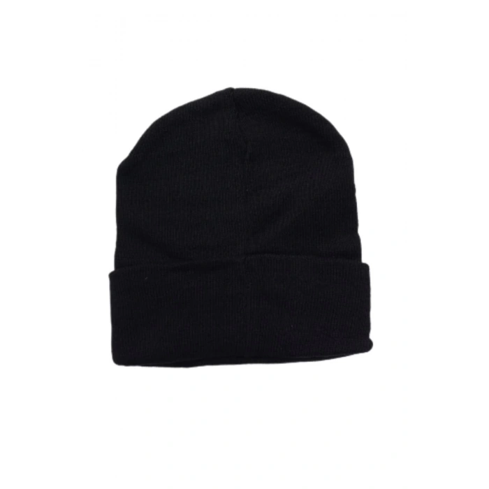 Siyah renkli katlamali yunlu bere