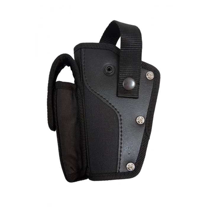 sol el siyah renk tek emniyetli sarjorluklu airsoft kemere gecirmeli impertex silah kilifi