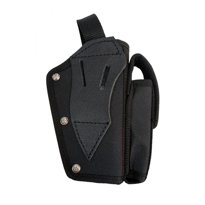 sol el siyah renk tek emniyetli sarjorluklu airsoft kemere gecirmeli impertex silah kilifi