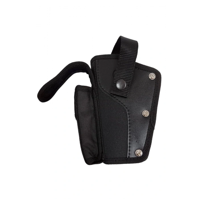 sol el siyah renk tek emniyetli sarjorluklu airsoft kemere gecirmeli impertex silah kilifi