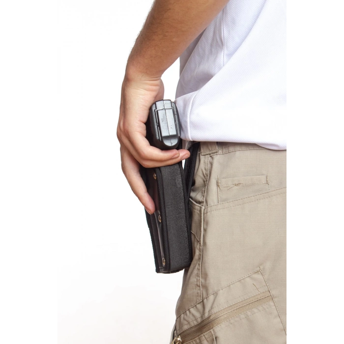 Sol El Siyah Renk Tek Emniyetli Sarjorluklu Airsoft Palaskaya Kemere Gecirmeli impertex Silah Kilifi