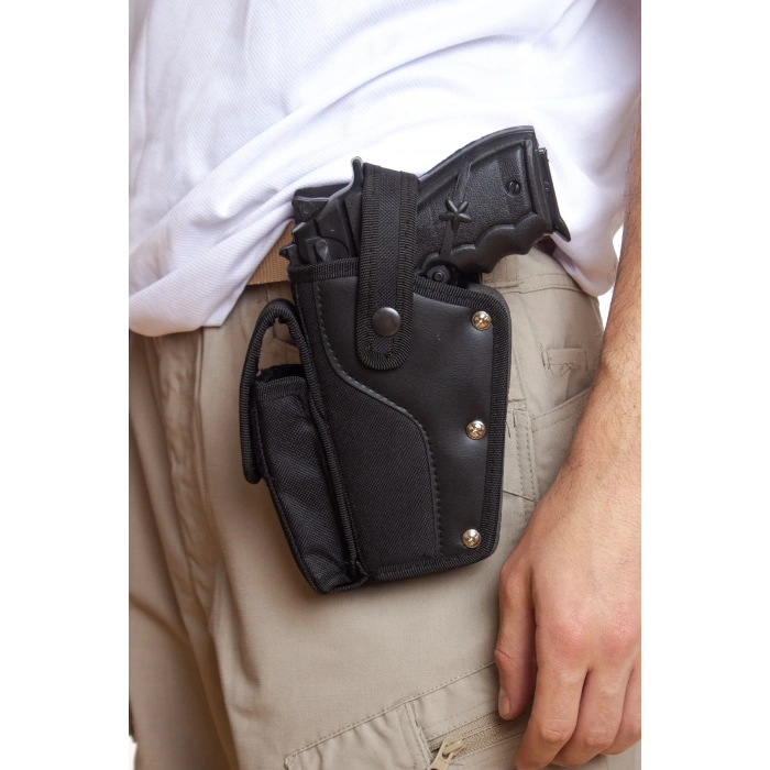 Sol El Siyah Renk Tek Emniyetli Sarjorluklu Airsoft Palaskaya Kemere Gecirmeli impertex Silah Kilifi