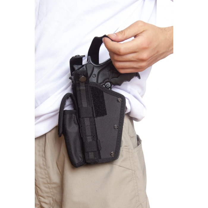 Sol El Siyah Renkli cift Emniyetli sarjorluklu impertex Airsoft Palaskaya Kemere Gecirmeli Sallama Silah Kilifi