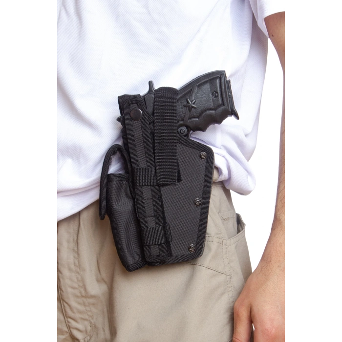 Sol El Siyah Renkli cift Emniyetli sarjorluklu impertex Airsoft Palaskaya Kemere Gecirmeli Sallama Silah Kilifi