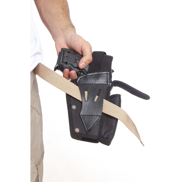 Sol El Siyah Renkli cift Emniyetli sarjorluklu impertex Airsoft Palaskaya Kemere Gecirmeli Sallama Silah Kilifi