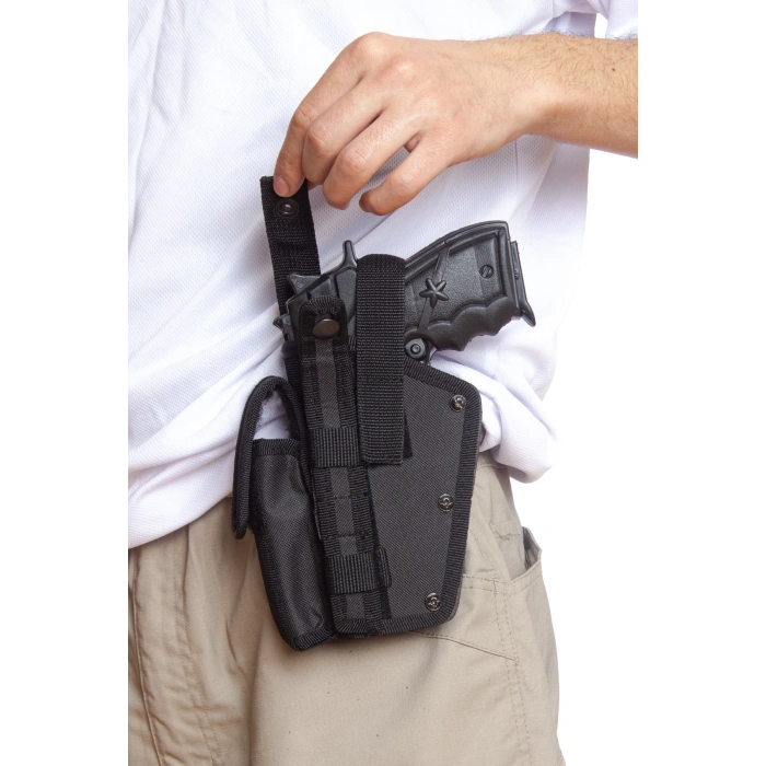 Sol El Siyah Renkli cift Emniyetli sarjorluklu impertex Airsoft Palaskaya Kemere Gecirmeli Sallama Silah Kilifi