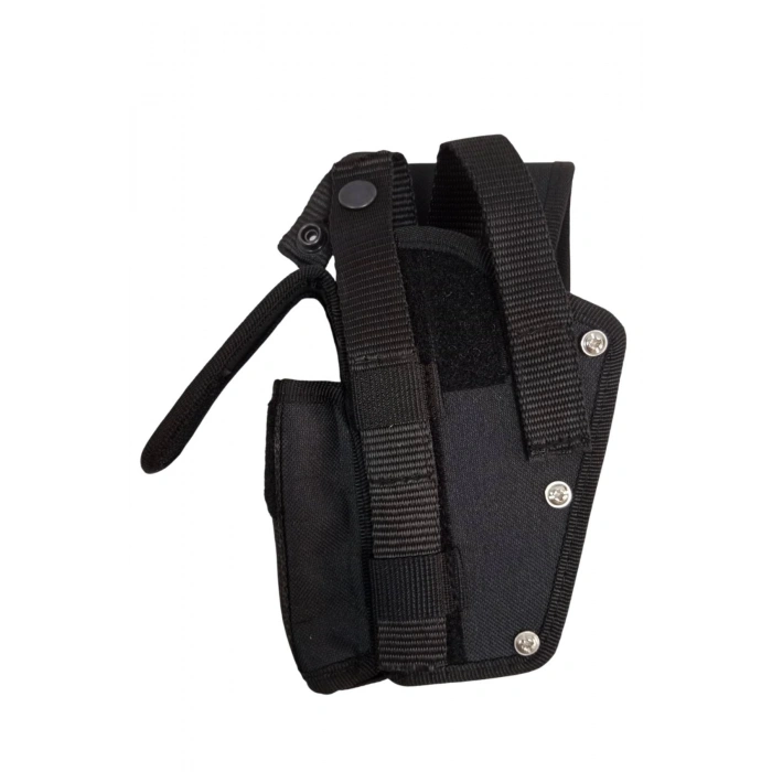 sol el siyah renkli cift emniyetli sarjorluklu palaskaya kemere gecirmeli impertex airsoft sallama silah kilifi