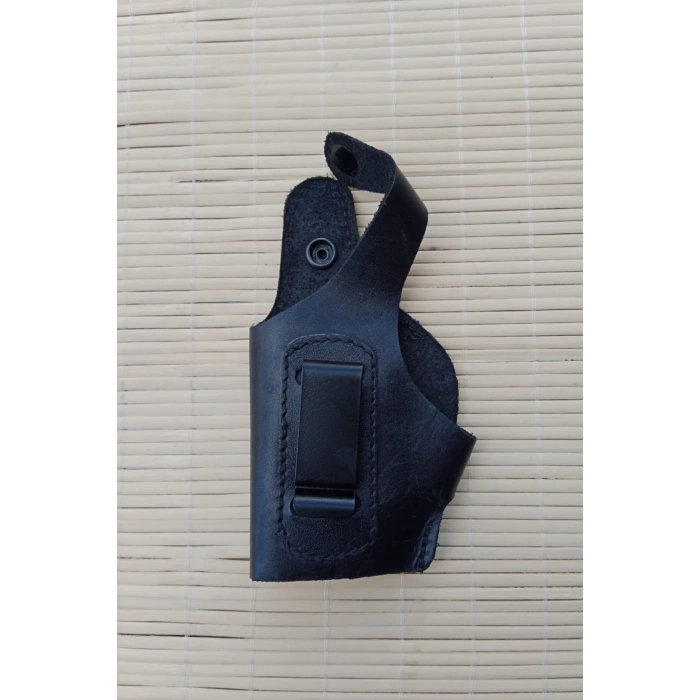 sol el siyah renkli hakiki deri masali universal ic dis tasima yarim model palaskaya kemere gecirmeli silah kilifi