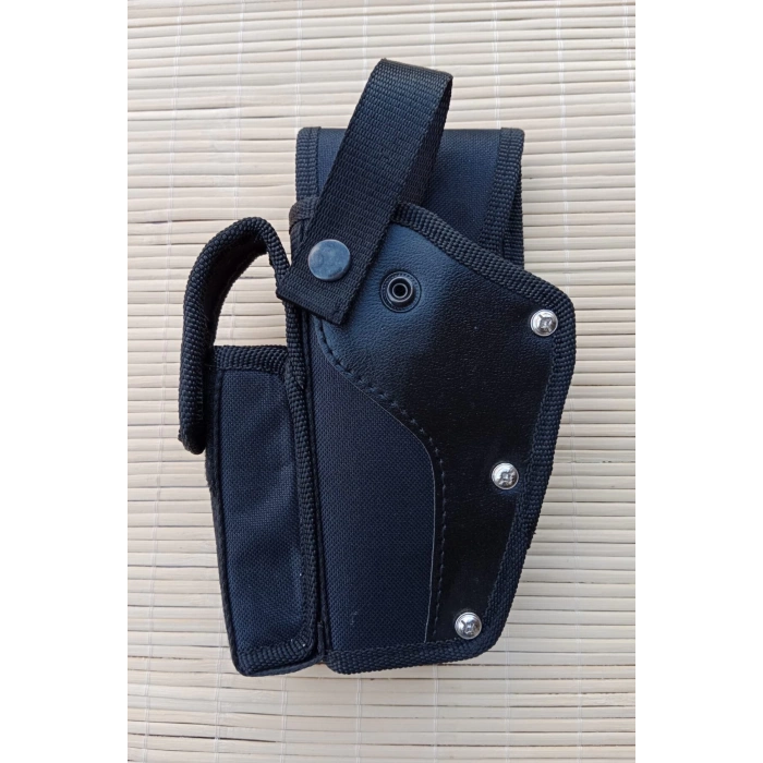 sol el siyah renkli tek emniyetli sarjorluklu airsoft palaskaya kemere gecirmeli impertex silah kilifi