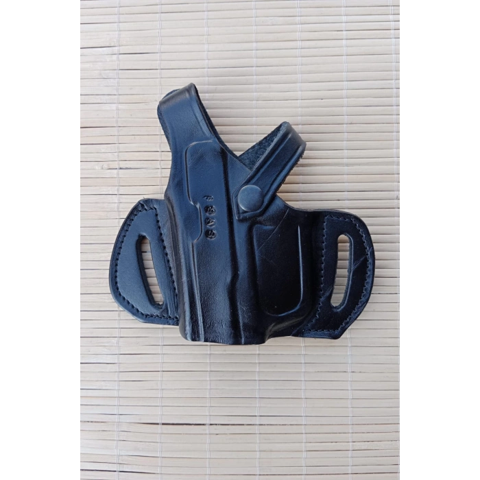 sol el siyah renkli tek emniyetli universal kaliteli kemere gecirmeli yarim kelebek hakiki deri sar 9 silah kilifi