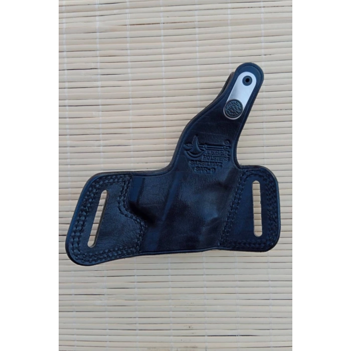 sol el siyah renkli yarim kelebek hakiki deri citcitli Sarsilmaz Sar 9 silah kilifi