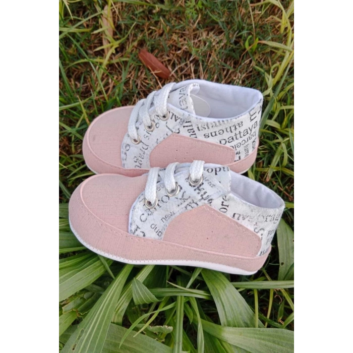 somon beyaz renkli ici pamuklu organik ortopedik cocuk bebek ilkadim bagcikli patik kanvas sneaker casual ayakkabi