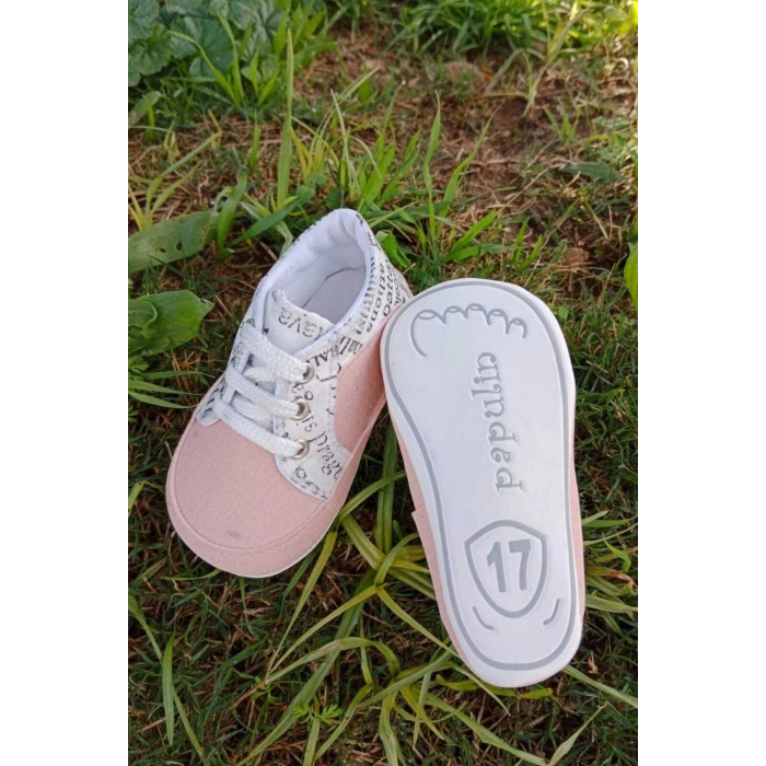 somon beyaz renkli ici pamuklu organik ortopedik cocuk bebek ilkadim bagcikli patik kanvas sneaker casual ayakkabi