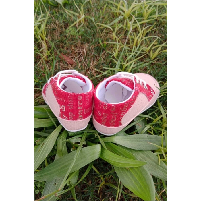 somon kirmizi renkli ici pamuklu organik ortopedik cocuk bebek ilkadim bagcikli patik kanvas sneaker casual ayakkabi