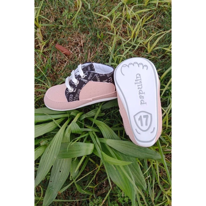 somon siyah renkli ici pamuklu organik ortopedik cocuk bebek ilkadim bagcikli patik kanvas sneaker casual ayakkabi