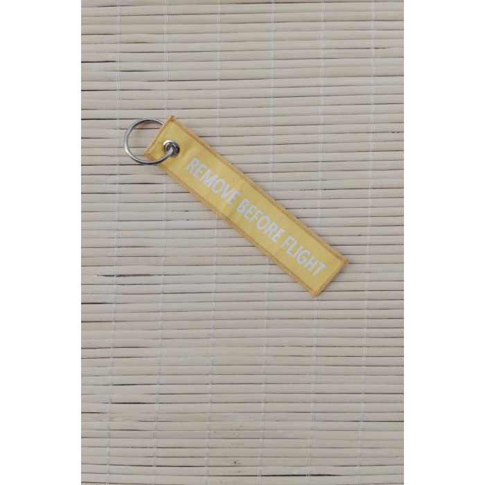 Hayat 500 Knotda Baslar T-38 Yazili Sari Beyaz Nakis islemeli Bez Anahtarlik