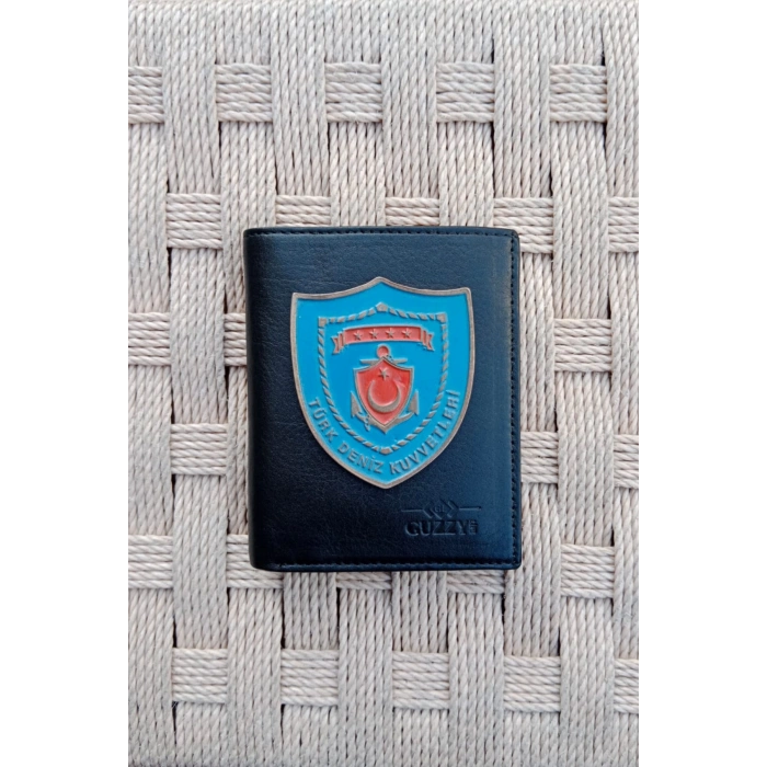 turk deniz kuvvetleri amblemli ozel tasarim hakiki deri rozetli cuzdan