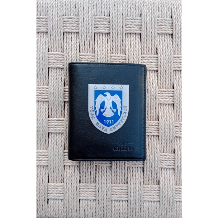 turk hava kuvvetleri 1911 kartal amblemli ozel tasarim 3d plastik rozetli hakiki deri cuzdan