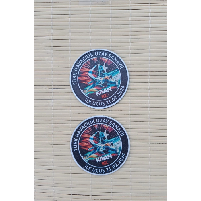 turk havacilik uzay sanayii ilk ucus 21.02.2024 kaan yazili ucak logolu fermateks dokuma islemeli arma pec patch