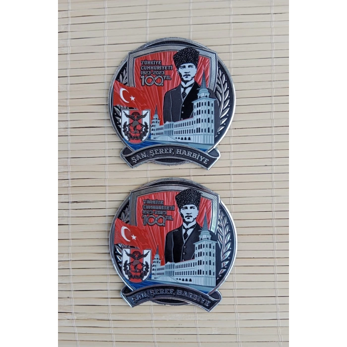 turkiye cumhuriyeti 1923 2023 100. yil san seref harbiye yazili 3d tpu termoplastik silikon kabartma nakis islemeli arma patch pec