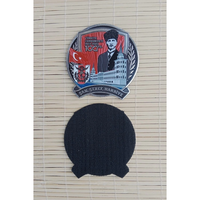 turkiye cumhuriyeti 1923 2023 100. yil san seref harbiye yazili 3d tpu termoplastik silikon kabartma nakis islemeli arma patch pec