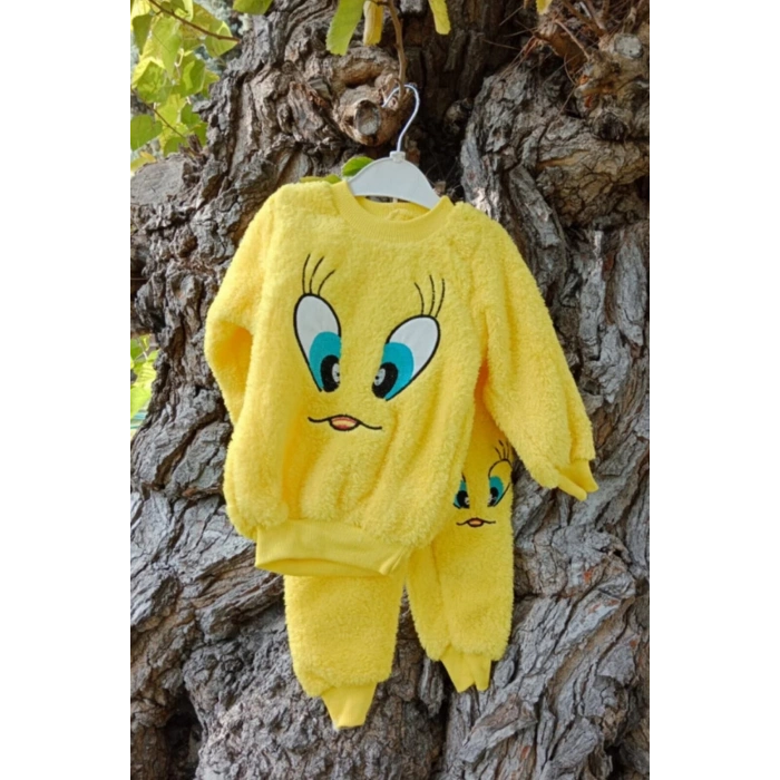tweety sylvester detayli civciv sarisi renkli kaliteli uzun kollu alt ust takim