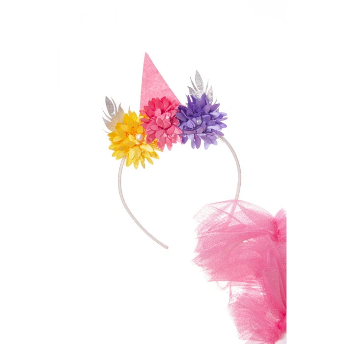 unicorn detayli pullu karisik renkli tacli kurdelali tullu kaliteli cocuk abiye kostum