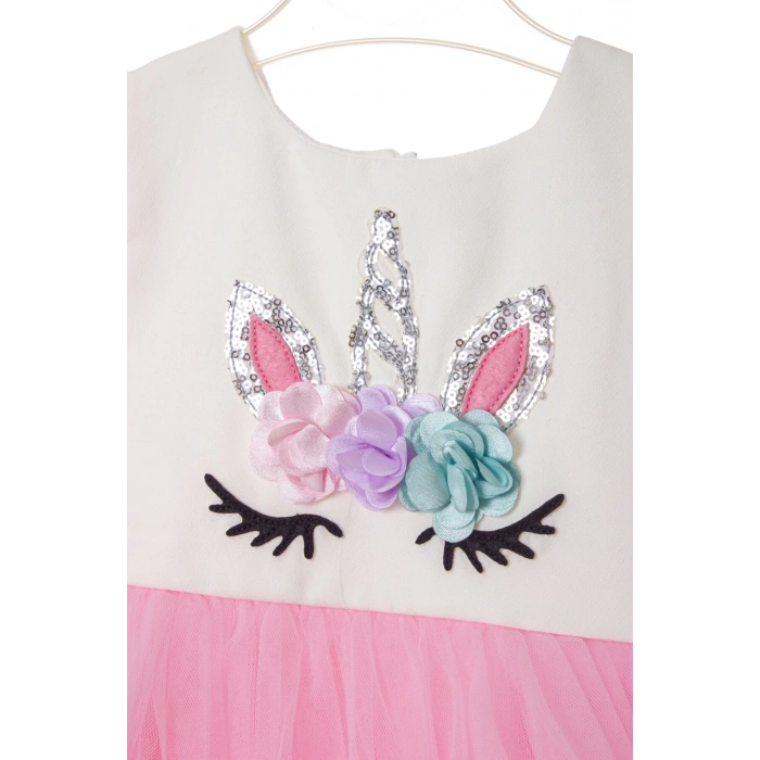 unicorn detayli pullu karisik renkli tullu kaliteli cocuk abiye kostum