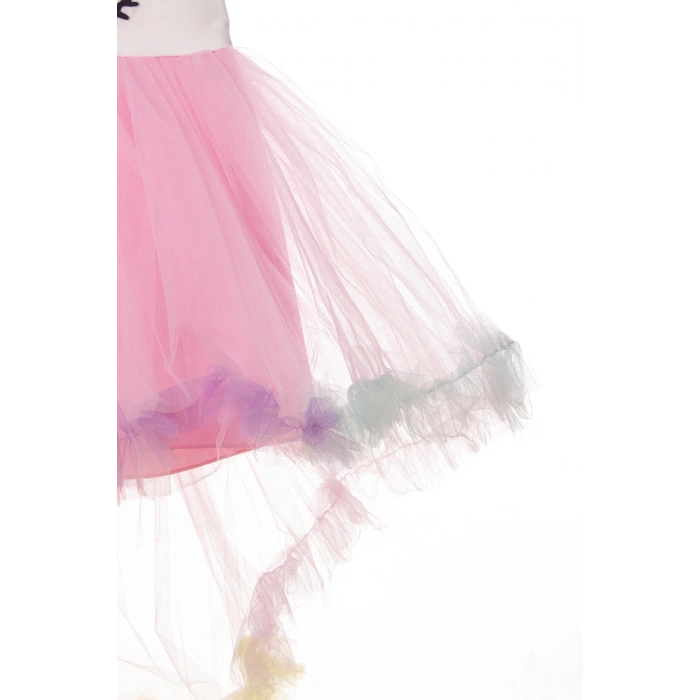 unicorn detayli pullu karisik renkli tullu kaliteli cocuk abiye kostum