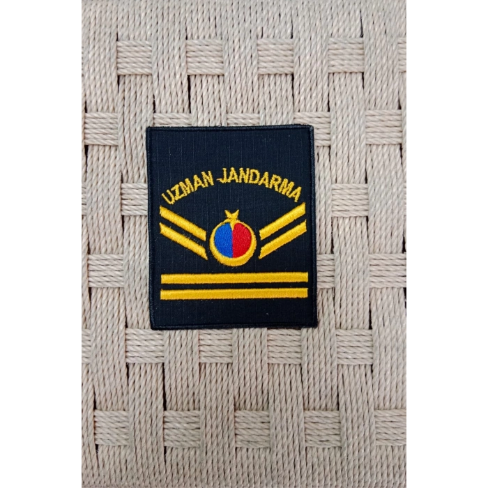 Uzman Jandarma 2 Kademe Siyah Zemin Harici ve Dahili Bez Nakis Kol Rutbe