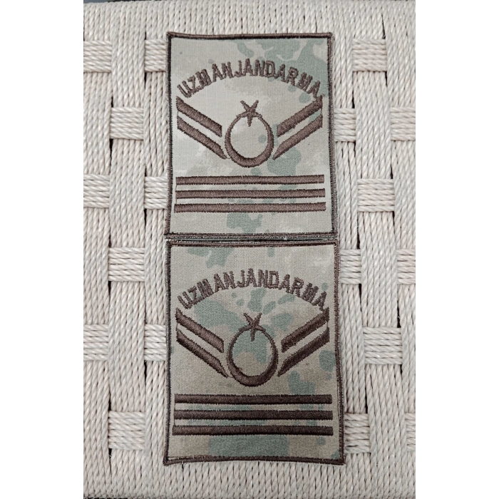 Uzman Jandarma 3 Kademe Kamuflaj Renkli Nakis Kol Rutbe