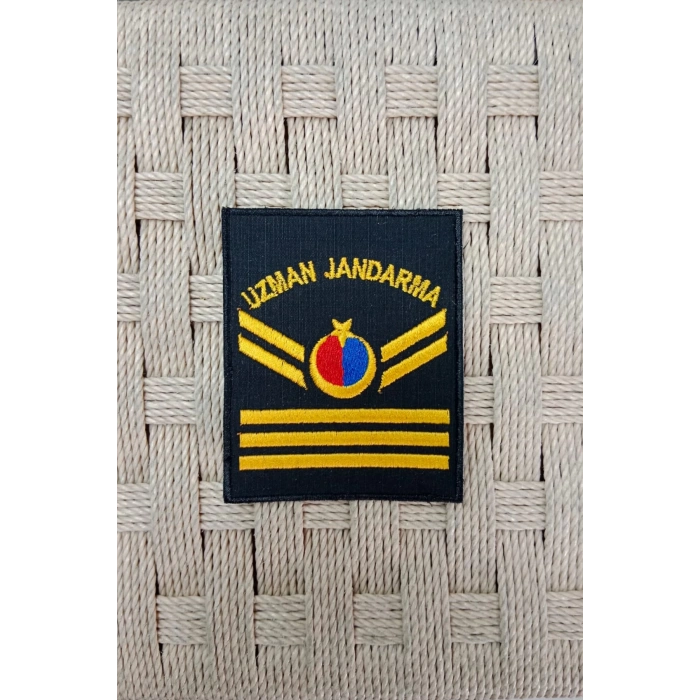 Uzman Jandarma 3 Kademe Siyah Zemin Harici ve Dahili Bez Nakis Kol Rutbe
