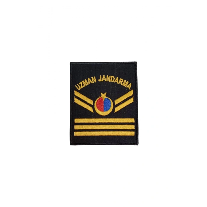 Uzman Jandarma 3 Kademe Siyah Zemin Harici ve Dahili Bez Nakis Kol Rutbe