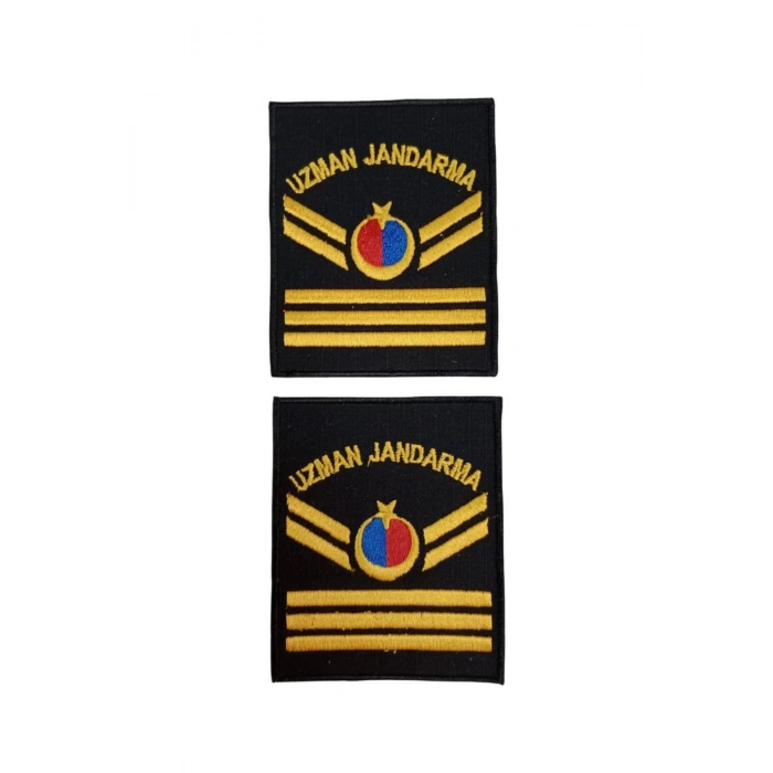 Uzman Jandarma 3 Kademe Siyah Zemin Harici ve Dahili Bez Nakis Kol Rutbe