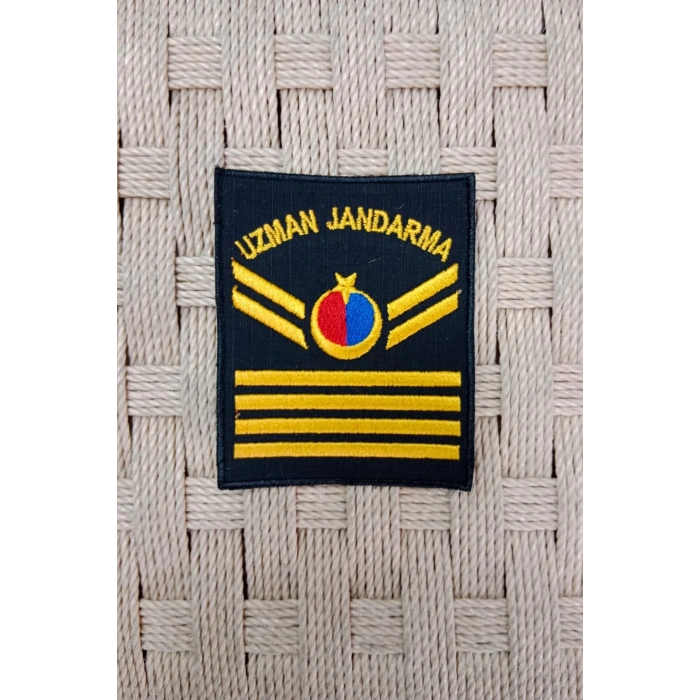 Uzman Jandarma 4 Kademe Siyah Zemin Harici ve Dahili Bez Nakis Kol Rutbe