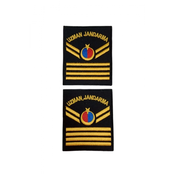 Uzman Jandarma 4 Kademe Siyah Zemin Harici ve Dahili Bez Nakis Kol Rutbe