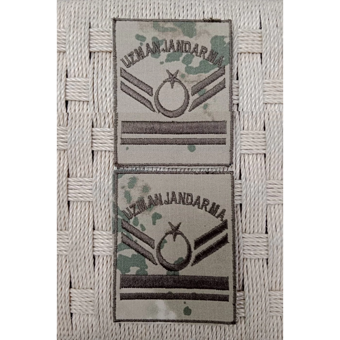 Uzman Jandarma 5 Kademe Kamuflaj Renkli Nakis Kol Rutbe
